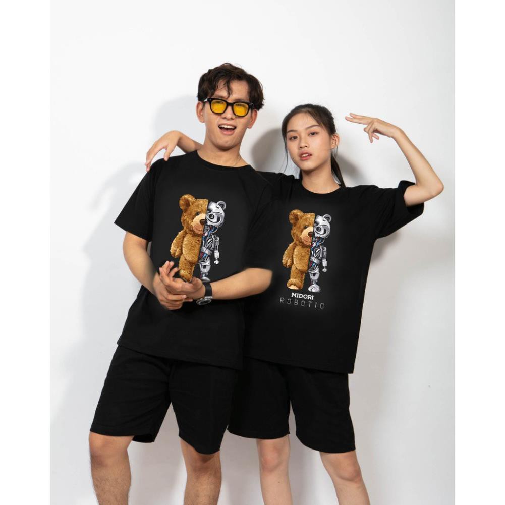 Áo thun nữ nam form rộng tay lỡ Phông Unisex 100% Cotton Chính Hãng Gấu Robot Cao Cấp Local Brand MiMidori