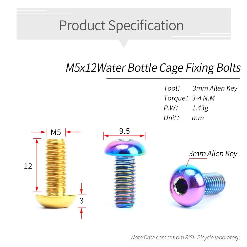 Bộ 2 Ốc Vít Cố Định Bình Bơm Hơi Xe Đạp Leo Núi Bằng Hợp Kim Titan Kích Thước 5X12Mm