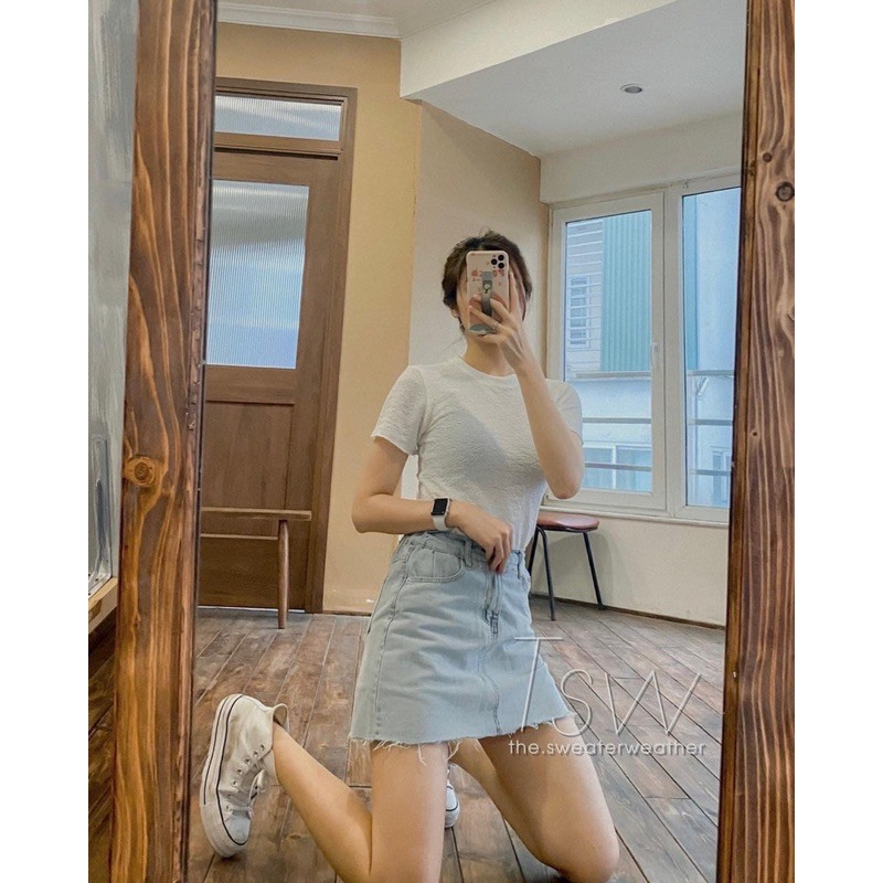 [ Mã FADIRECT20 giảm 20K đơn 150K] Chân váy bò cắt gấu 2 màu | BigBuy360 - bigbuy360.vn