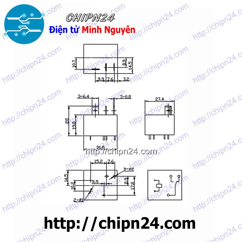 [1 CON] RELAY SLI-05VDC-SL-A (Relay 5V 30A 4 chân)