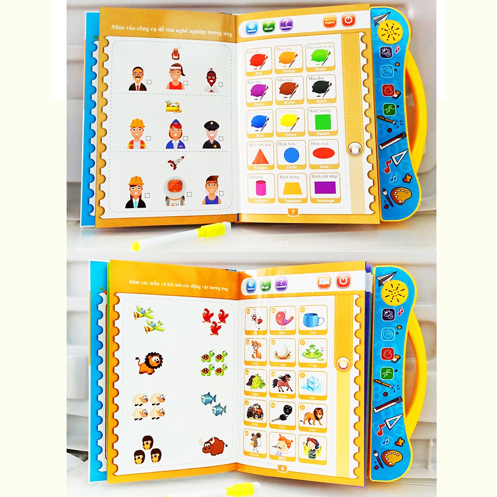 Sách điện tử quý song ngữ anh việt cho trẻ em tặng bút kèm pin bảo hành