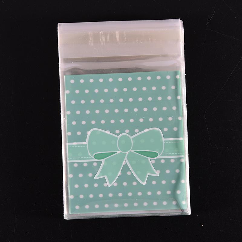 Set 100 Túi Nhựa Nhỏ Đựng Bánh Kẹo Thắt Nơ Dễ Thương