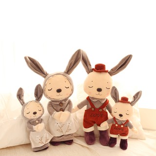 1 cặp Bộ búp bê nhồi bông hình thỏ cute kèm yếm ăn dễ thương cho bé