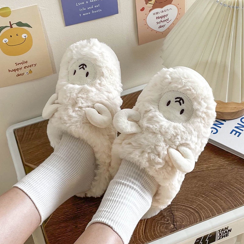 Dép Bông Đi Trong Nhà Giữ Ấm Kiểu Dáng Hoạt Hình Dễ Thương Cho Nữ