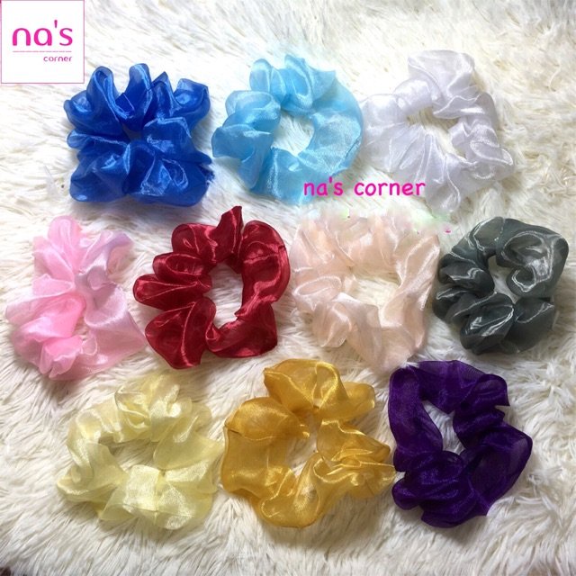 [HOT TREND] Scrunchies cột tóc voan kính trơn hot trend size nhỏ buộc tóc vải