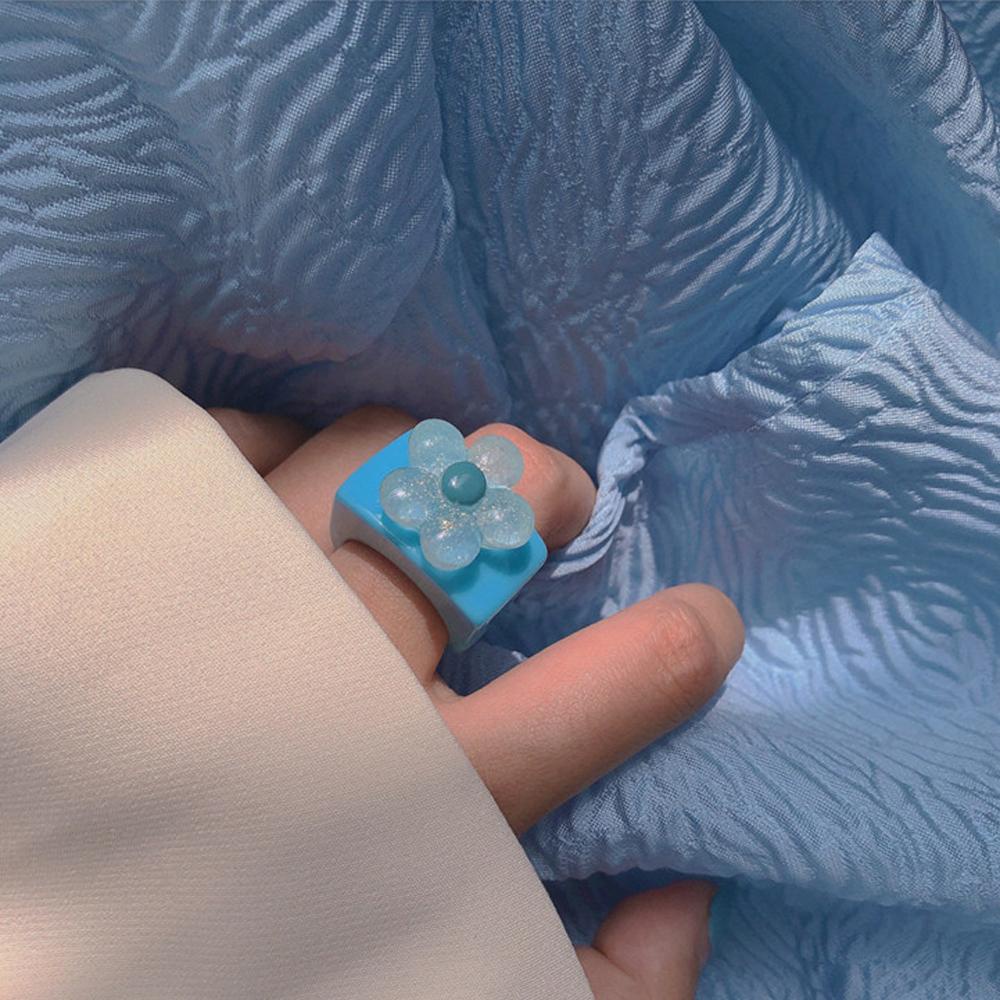 MXGOODS Nhẫn Hình Hoa Trong Suốt Thiết Kế Độc Đáo Thời Trang Cho Nữ