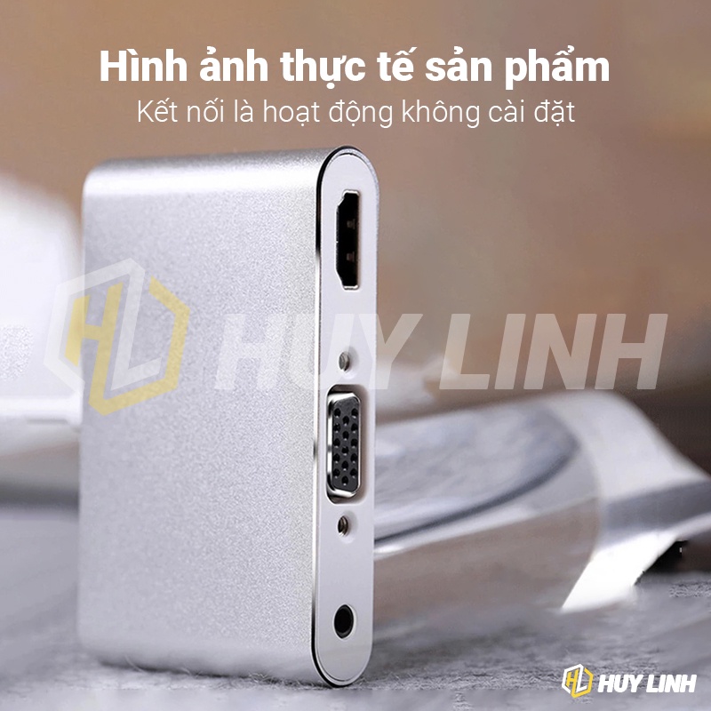 Bộ chuyển đổi to HDMI hoặc VGA có cổng tín hiệu âm thanh không cần cài đặt tiện lợi