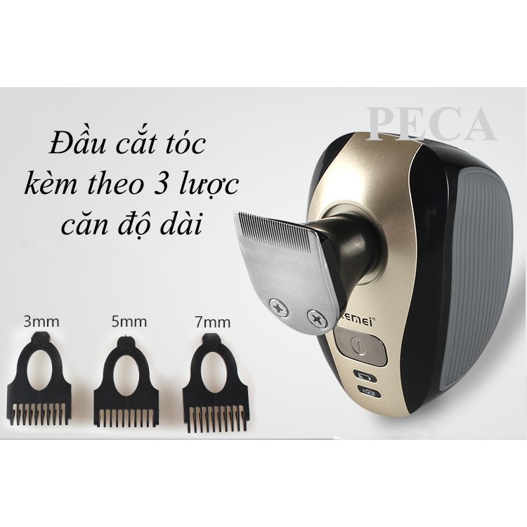 Máy cạo râu đa năng 5 in 1 kemei KM - 1000 có thể cạo râu cắt tóc - cắt tóc tỉa lông mũi - cọ rửa mặt - mút massage mặt