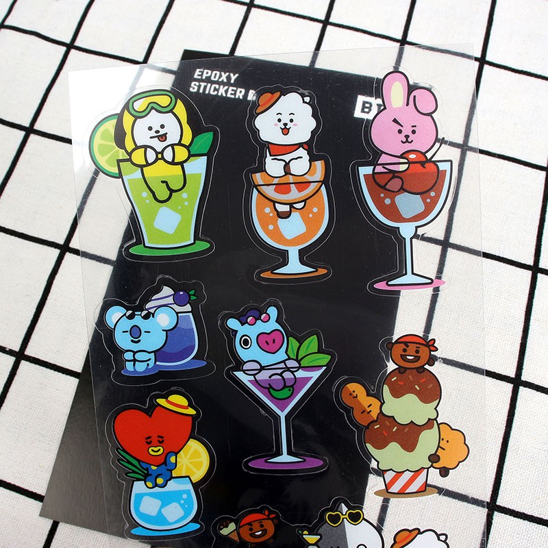 Nhãn dán trang trí họa tiết BT21 BTS Kpop 3D