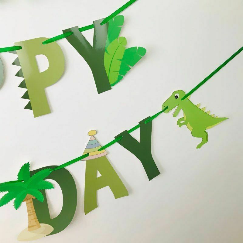 Dây cờ treo hình khủng long trang trí tiệc sinh nhật dành cho bé
