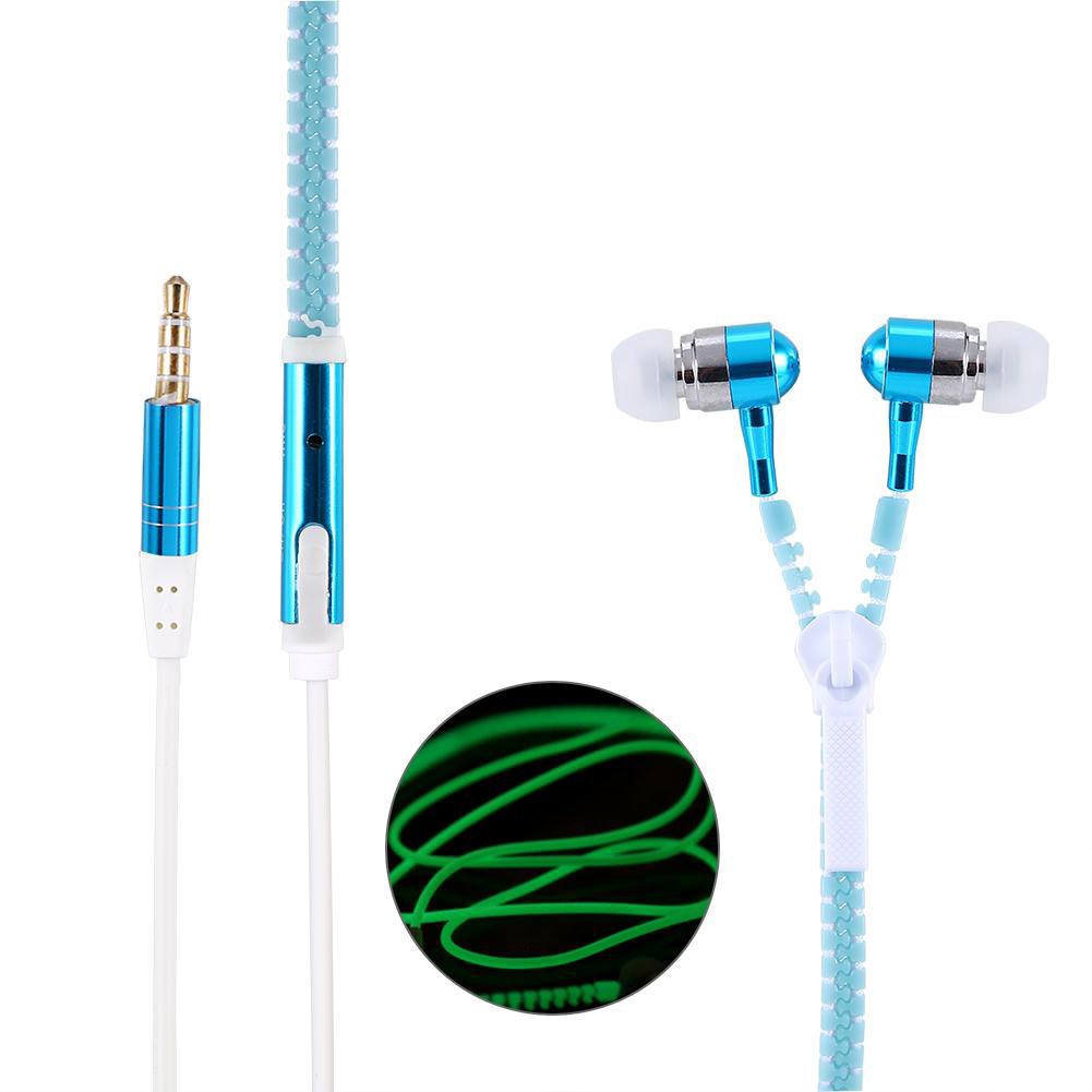 Tai nghe In-Ear dây khóa kéo phát sáng trong đêm (bán xả) k456