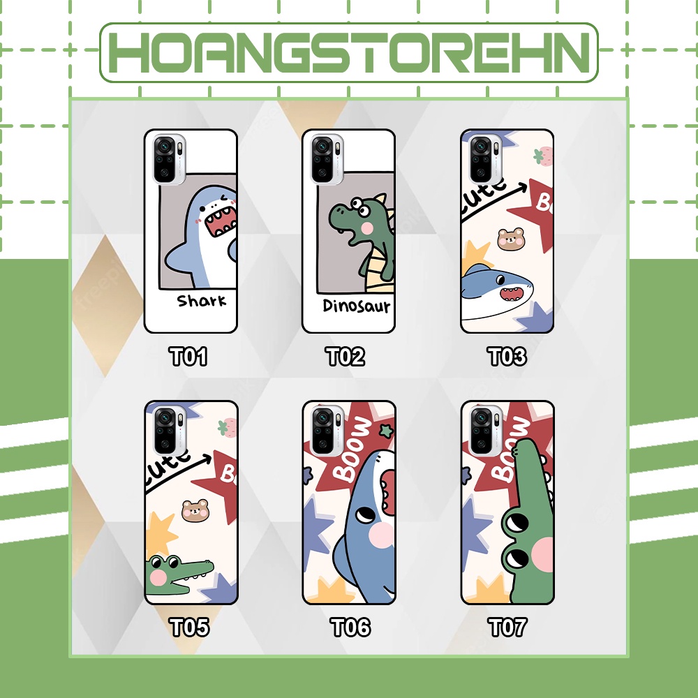 Ốp Xiaomi Redmi Note 10 4G/5G - Note 10s -  Note 10 Pro in hình cá mập, khủng long dễ thương, cute (T01 - T06)