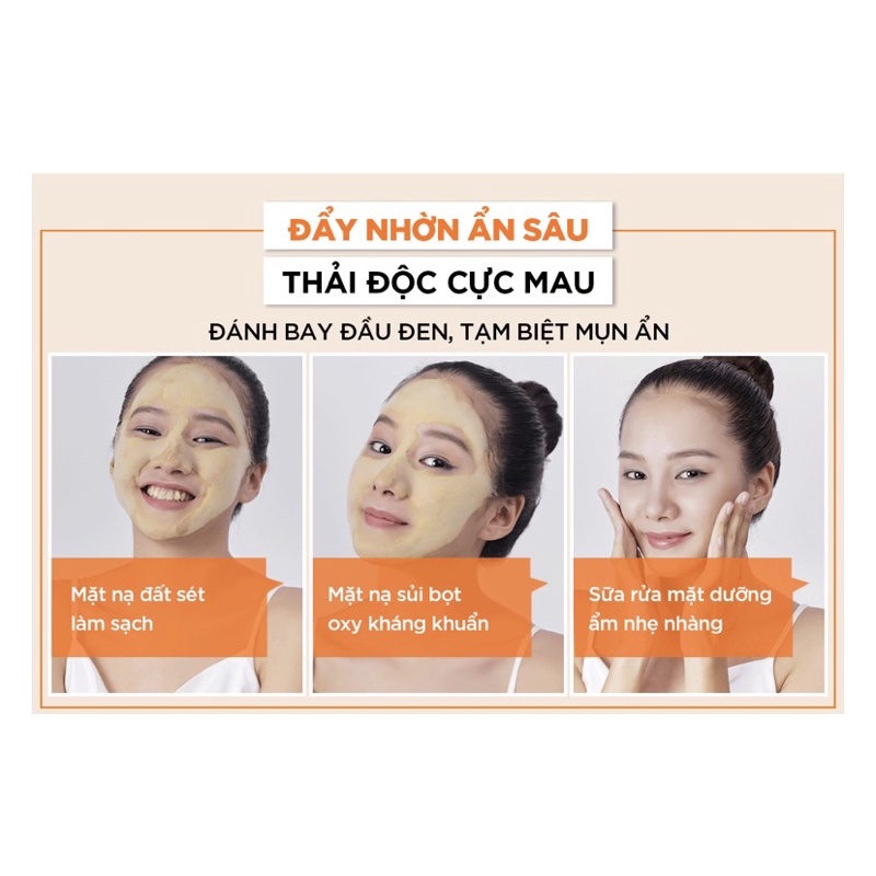 SRM + MẶT NẠ ĐẤT SÉT + DETOX SỦI BỌT OXY SÁNG DA, SẠCH CÁC LOẠI  MỤN G.G.G WONDER GLOW PORE DETOX BUBBLE CLEANSER