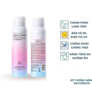 Xịt chống nắng nâng tone make up maycreate nội địa Trung