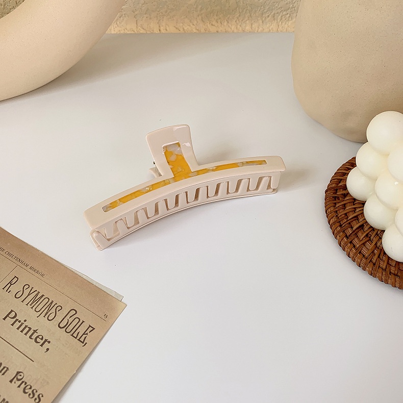 (0398) Cặp Tóc Chữ Nhật Mặt Phối Vân Đá Nhựa Vintage Hàn Quốc