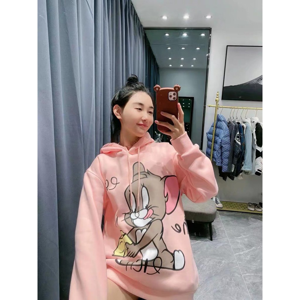 ÁO KHOÁC HOODIE NỮ 🚚 FREESHIP 🚚 ÁO HOODIE UNISEX MÀU HỒNG IN HÌNH MÈO MICKY SIÊU ĐẸP