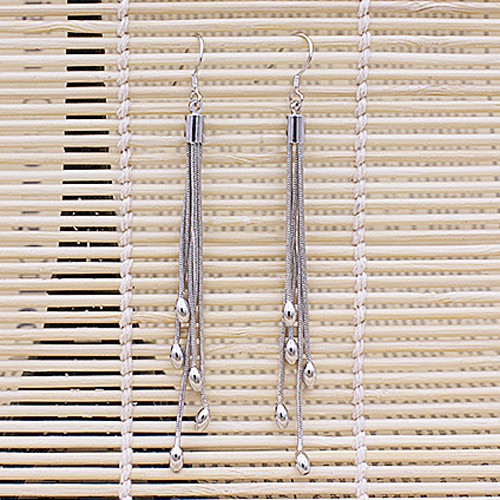 Hoa tai xi bạc dáng dài cho nữ