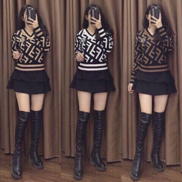 Sét áo len 200k áo 160k chân váy 40k