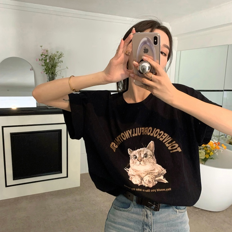 NRVP Áo Thun Cotton Tay Ngắn Cổ Tròn Màu Trơn Thời Trang Dành Cho Nữ