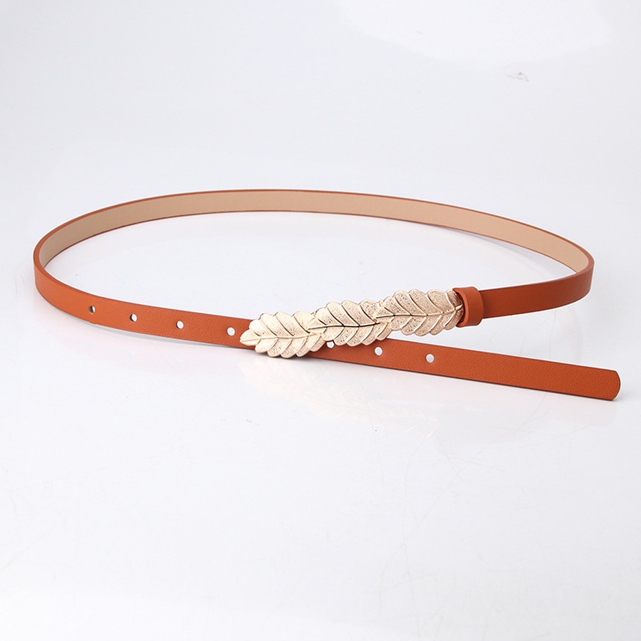 Thắt Lưng Da PU Khóa Hợp Kim Họa Tiết Chiếc Lá Thời Trang