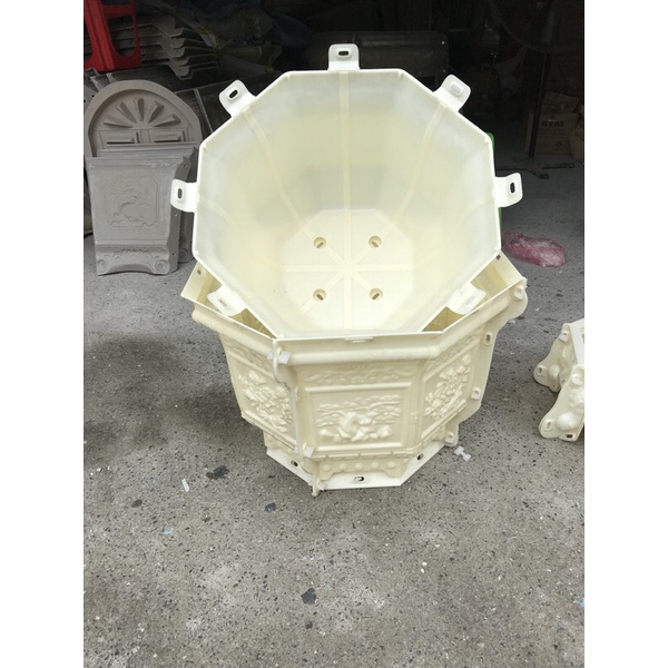 Khuôn Chậu bát giác 60 Rộng 60 cao 40 chân cao 17cm chất liệu nhựa abs