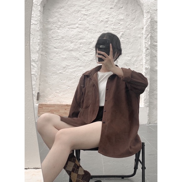 Áo sơ mi form rộng phong cách hàn quốc