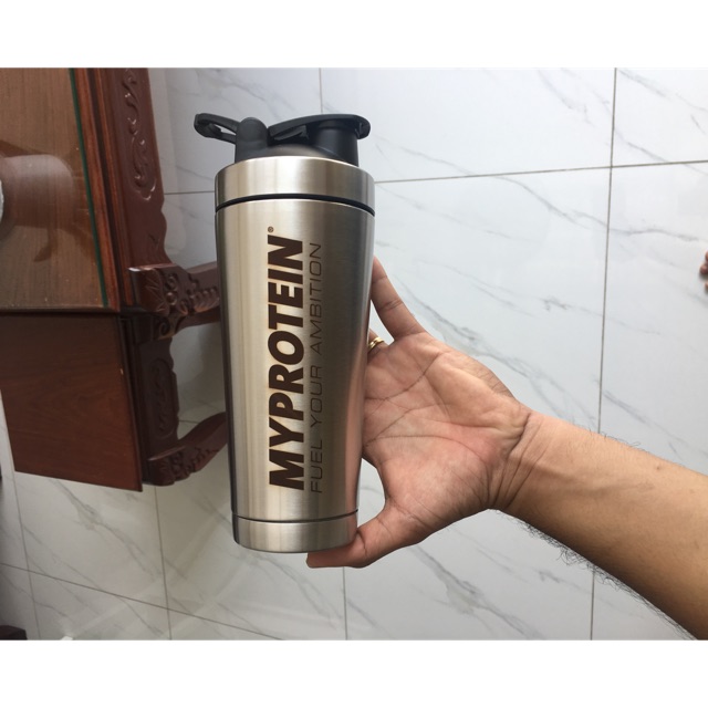 Bình lắc inox shaker giử nhiệt Myprotein *Tặng lắc lò xo*