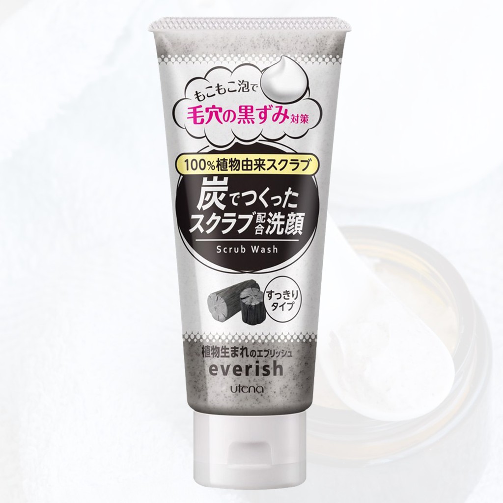 Sữa rửa mặt than hoạt tính tẩy tế bào chết Utena Everish 135g