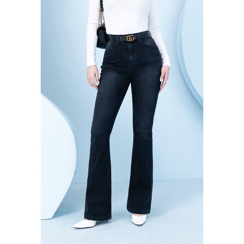 Quần jeans UP TO SECONDS vẩy cạp cao 9 tấc ống loe E03221-Je0003