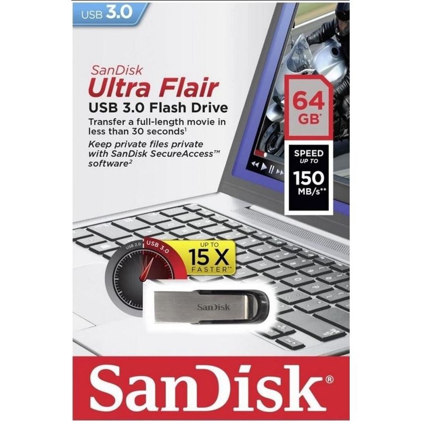 k89 USB 3.0 SanDisk CZ73 Ultra Flair 64GB 150Mb/s (Xám) 1