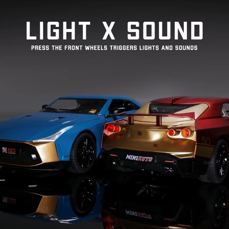 Mô Hình Xe Hơi Nissan GT-R50 Tỉ Lệ 1: 24 Bằng Hợp Kim Có Đèn Và Nhạc Cho Bé Trai