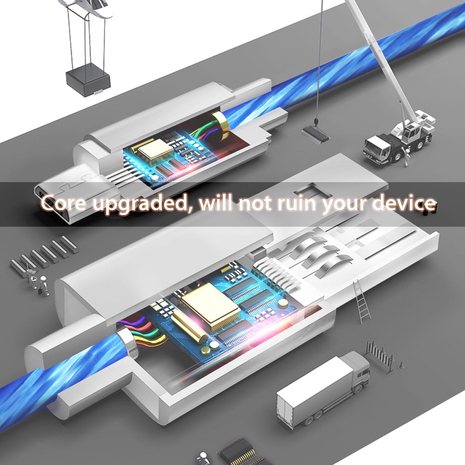 Cáp SạC 1M Micro USB &amp; Type C Có ĐèN LED Cho Android