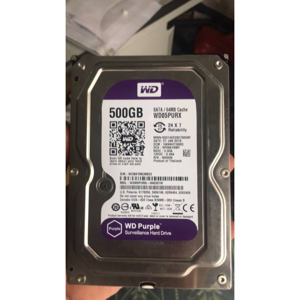 Ổ cứng Camera HDD 500GB WD Purple - Bảo hành chính hãng 24 tháng 1 đổi 1 | BigBuy360 - bigbuy360.vn