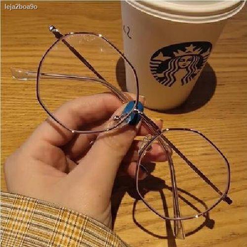 ♟☬✹Kính gọng lưới màu đỏ mỏng nam đa giác thời trang nữ thấu độ học sinh trung cơ sở trí