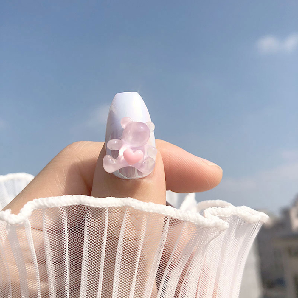 [Hàng mới về] 1/10 Đá giả đính móng trang trí nghệ thuật bằng nhựa resin hình gấu/pikachu