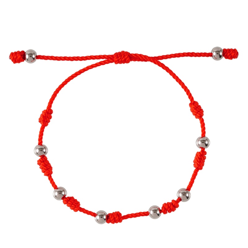 Vòng Tay May Mắn Bện Dây Đỏ Đính 7 Nút Bằng Thép Không Gỉ Có Thể Điều Chỉnh Sáng Tạo Dành Cho Tình Bạn