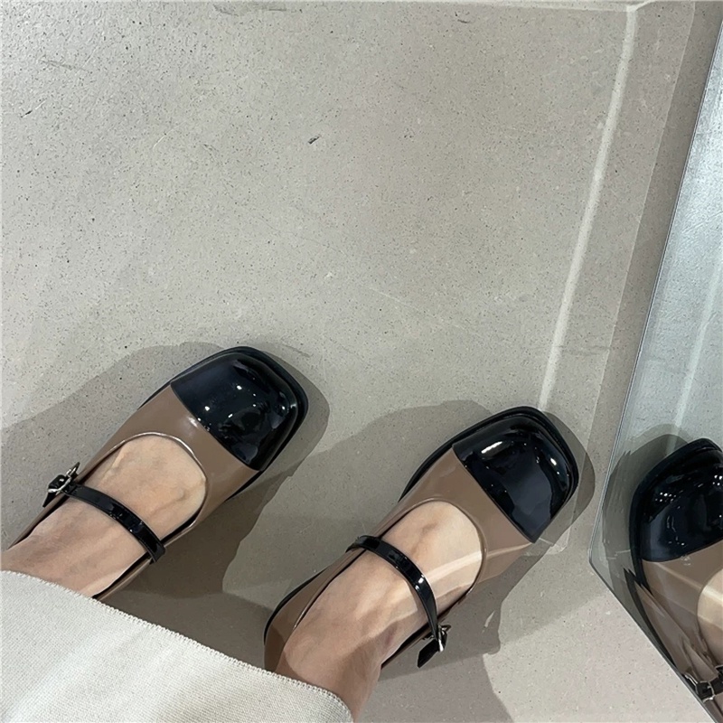Giày mary jane phối màu đế cao 3 phân nữ tính