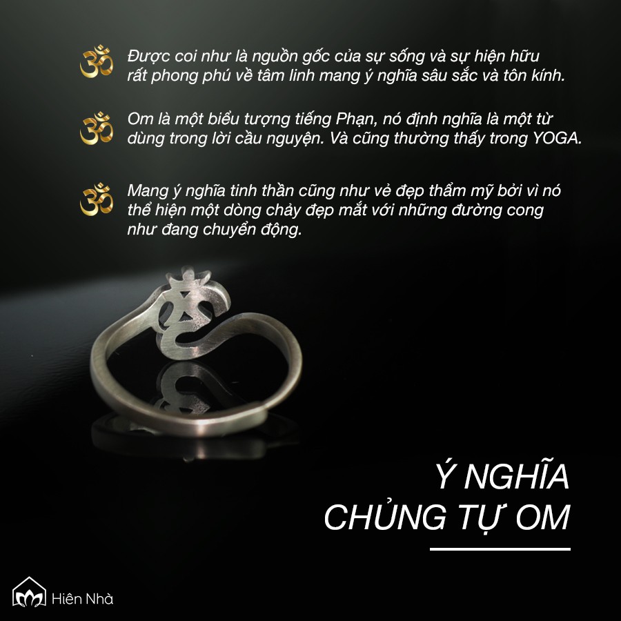 Nhẫn bạc chủng tự Om (Yoga) - Nhẫn bạc phong thủy - Trong Nhà