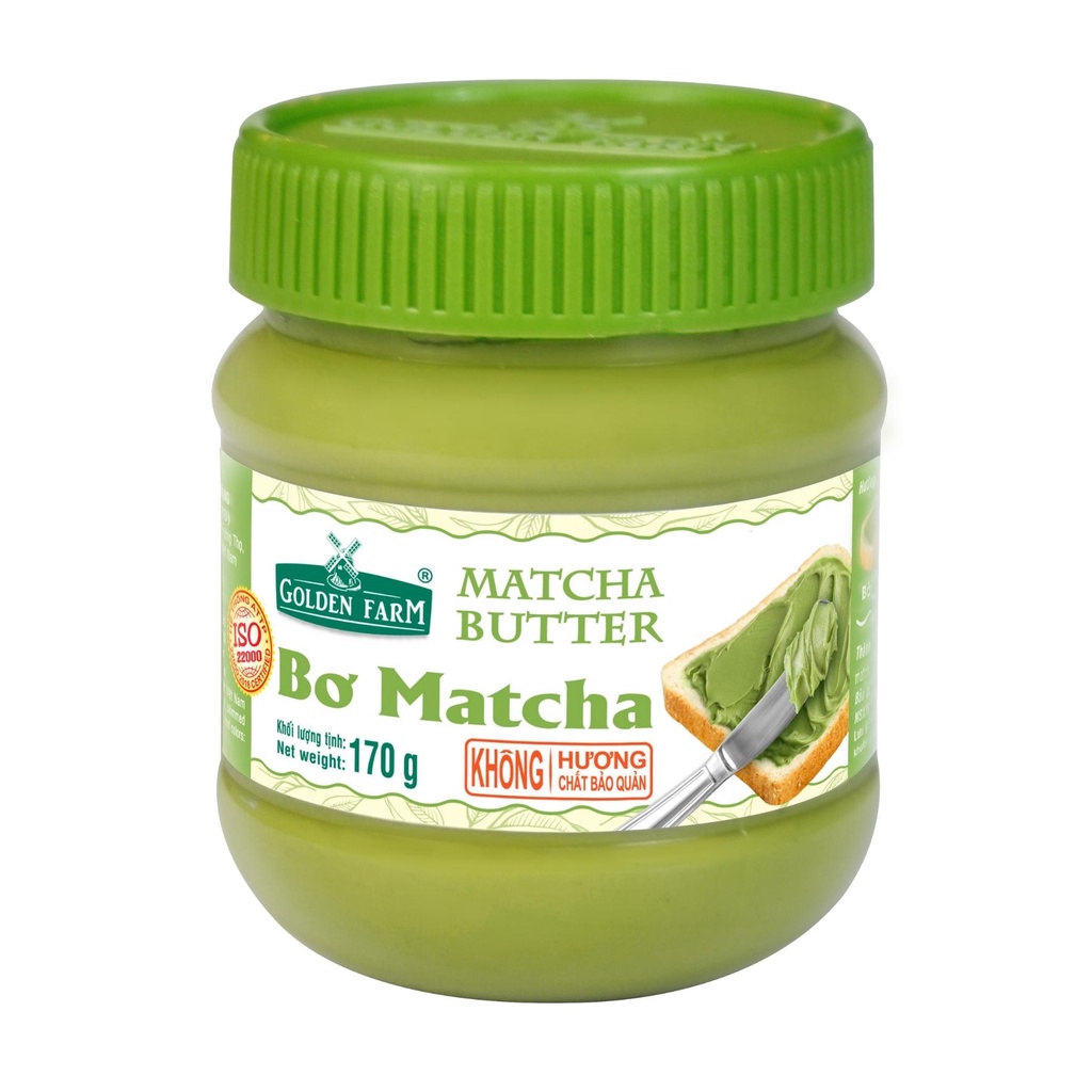 Bơ Matcha Golden Farm 170g - Ăn kèm với bánh mì sandwich, làm kem matcha, làm nhân bánh ngọt, bánh mochi