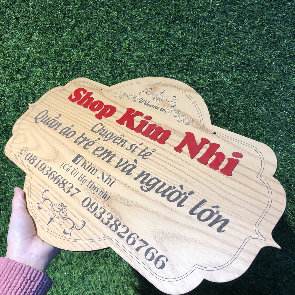 Bảng hiệu gỗ Decor shop - Bảng hiệu thiết kế mang tên shop của bạn - Kích thước 27x37cm