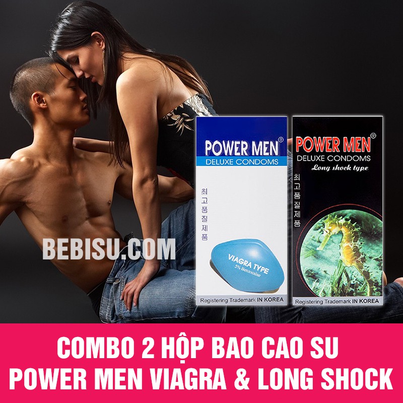 Bao cao su kéo dài thời gian Powermen Viagra và Powermen cá ngựa (1  hộp 12 chiếc)