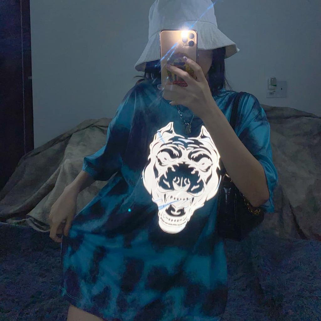 Áo thun tay ngắn phản quang unisex nam nữ, áo phông tay lỡ, không phai màu 65% cotton, free size 40-75kg-yumi47store | BigBuy360 - bigbuy360.vn