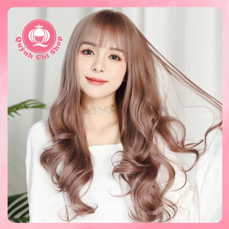 Tóc giả xoăn sóng dài 68cm nguyên đầu CAO CẤP, tóc tơ tự nhiên nhập khẩu, mượt mà óng ả