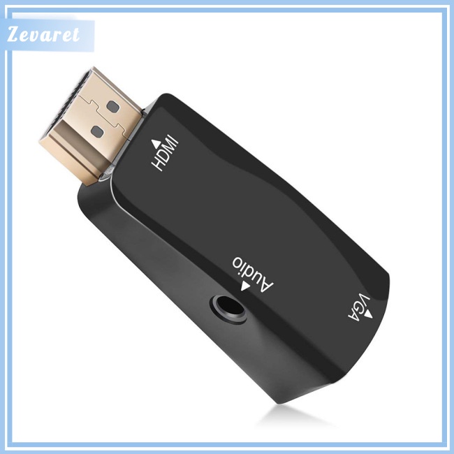 Bộ chuyển đổi từ cổng Zevaret 1080P HDMI sang VGA có dây cáp âm thanh 3.5mm full HD cho máy tính để bàn laptop