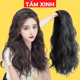 Bộ tóc giả nửa đầu nữ đẹp, có gắn bờm tóc giả cao cấp TẤM XINH - Tóc giả nửa đầu kiểu XÙ MỲ GẮN BỜM