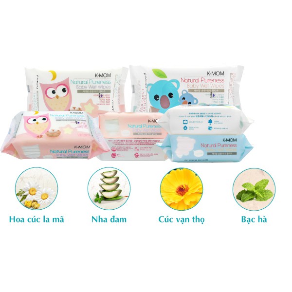 KHĂN ƯỚT K-MOM HÀN QUỐC Hộp 100C KHĂN ƯỚT KMOM KM13110