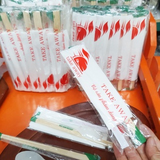 Combo 4 dụng cụ muỗng - đũa - tăm - khăn giấy cho quán ăn take away tiện dụng