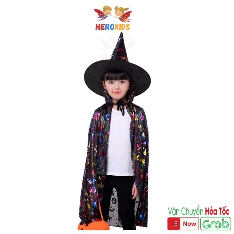 Áo Choàng Phù Thuỷ Kèm Mũ Halloween (Hàng Loại Đẹp)