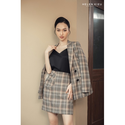 ÁO VEST BLAZER KẺ NÂU GIAO KHUY ❤️ Đồ Công Sở Thiết Kế HeLen Kieu Luxury