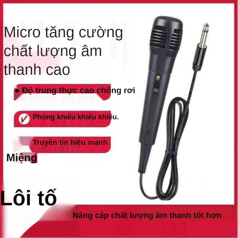 Mic hát karaoke có dây jack chân cắm 3.5mm , áp dụng với dòng loa karaoke có jack 3.5 và hỗ trợ hát karaoke - XSmart